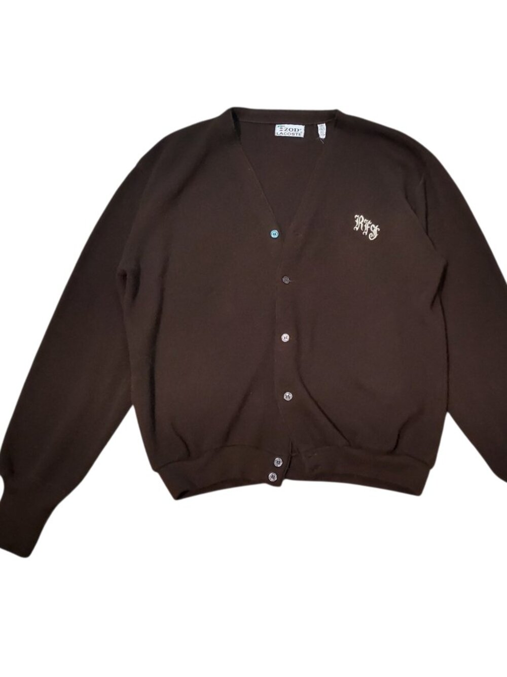 Vintage 90s IZOD Lacoste Brown Grandpa Button Front Cardigan - XXL